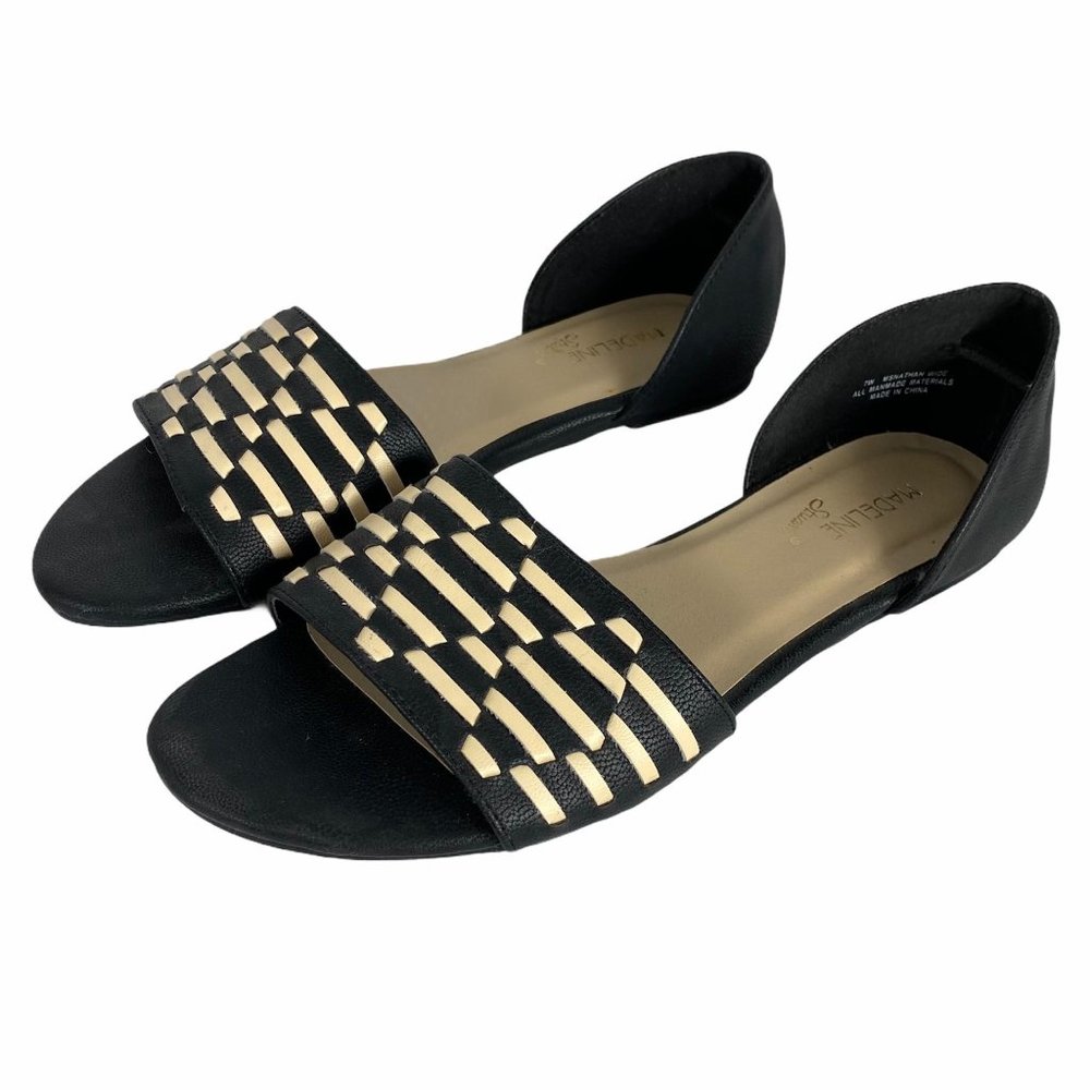 Madeline Stuart Nathan Flats Black Toe‎ Strap 7W